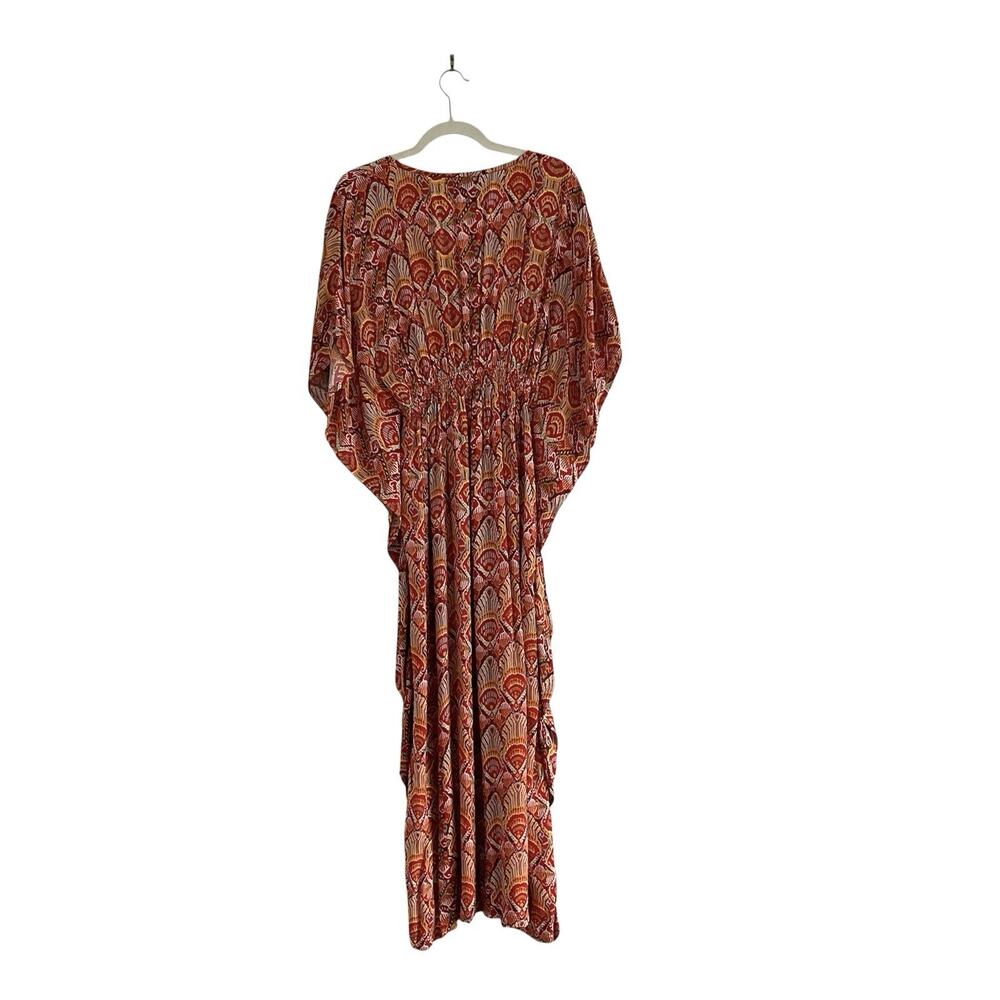 Rujuta Sheth Marie Cinch Kaftan Seashell Print Maxi Dress Sz M/L Resort Cover Up - Picture 4 of 10